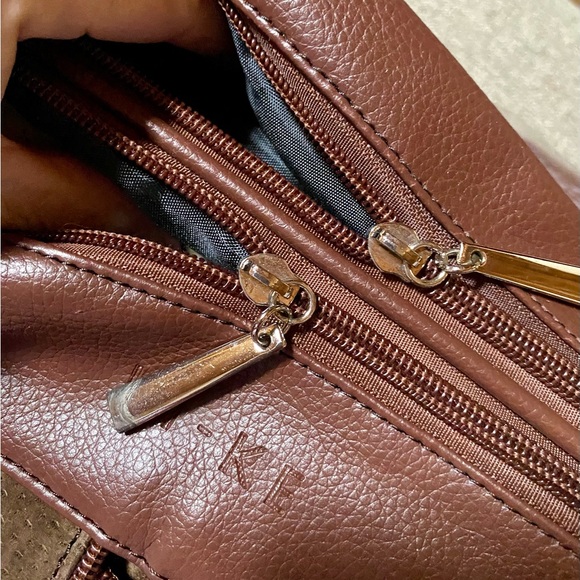 🔥KI - KE Leather Suede Zipper Accent Italian Satchel Bag🔥 NEW - Picture 6 of 14